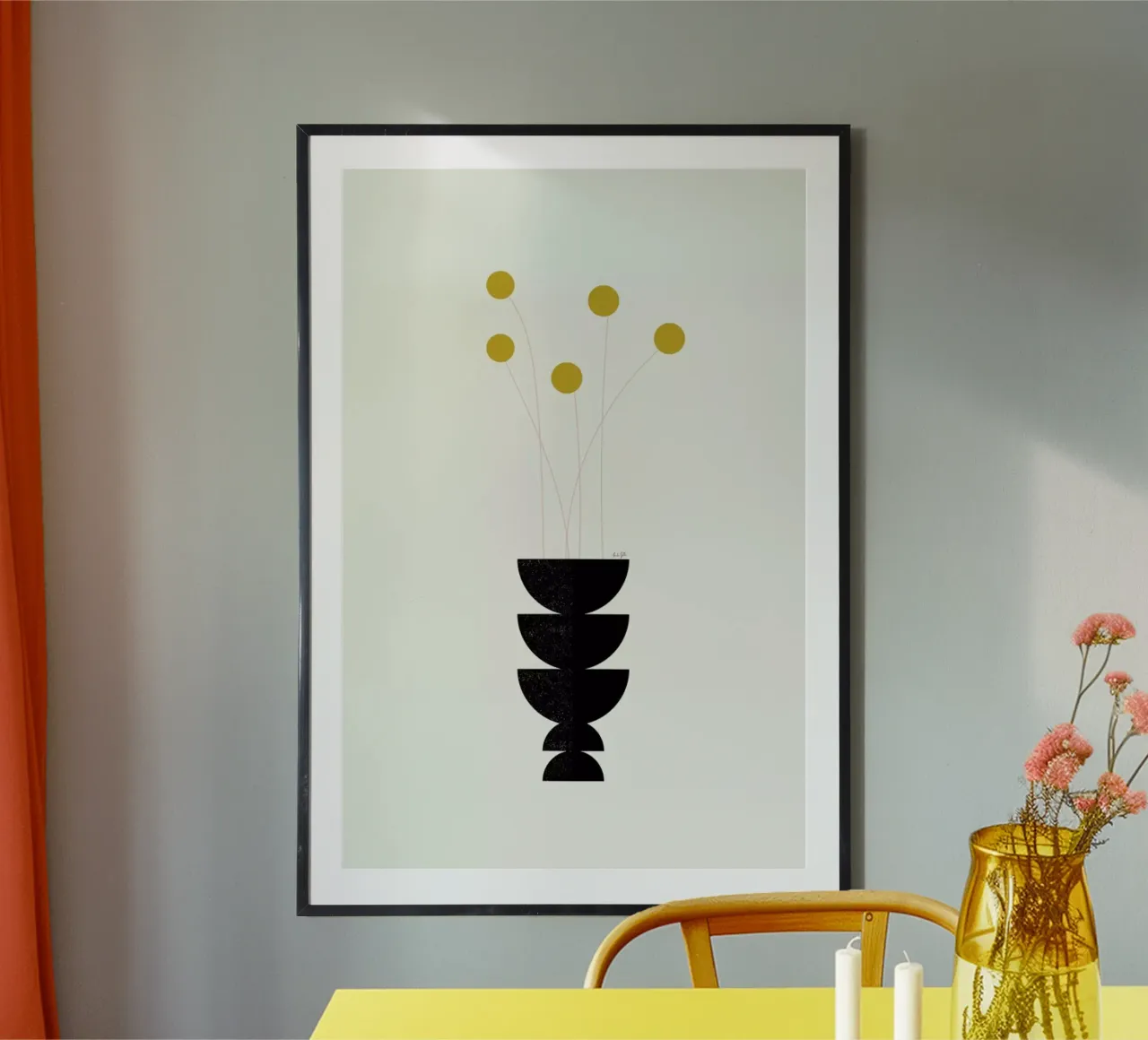 Flower Vase poster con telaio in legno da Linda Gobeta