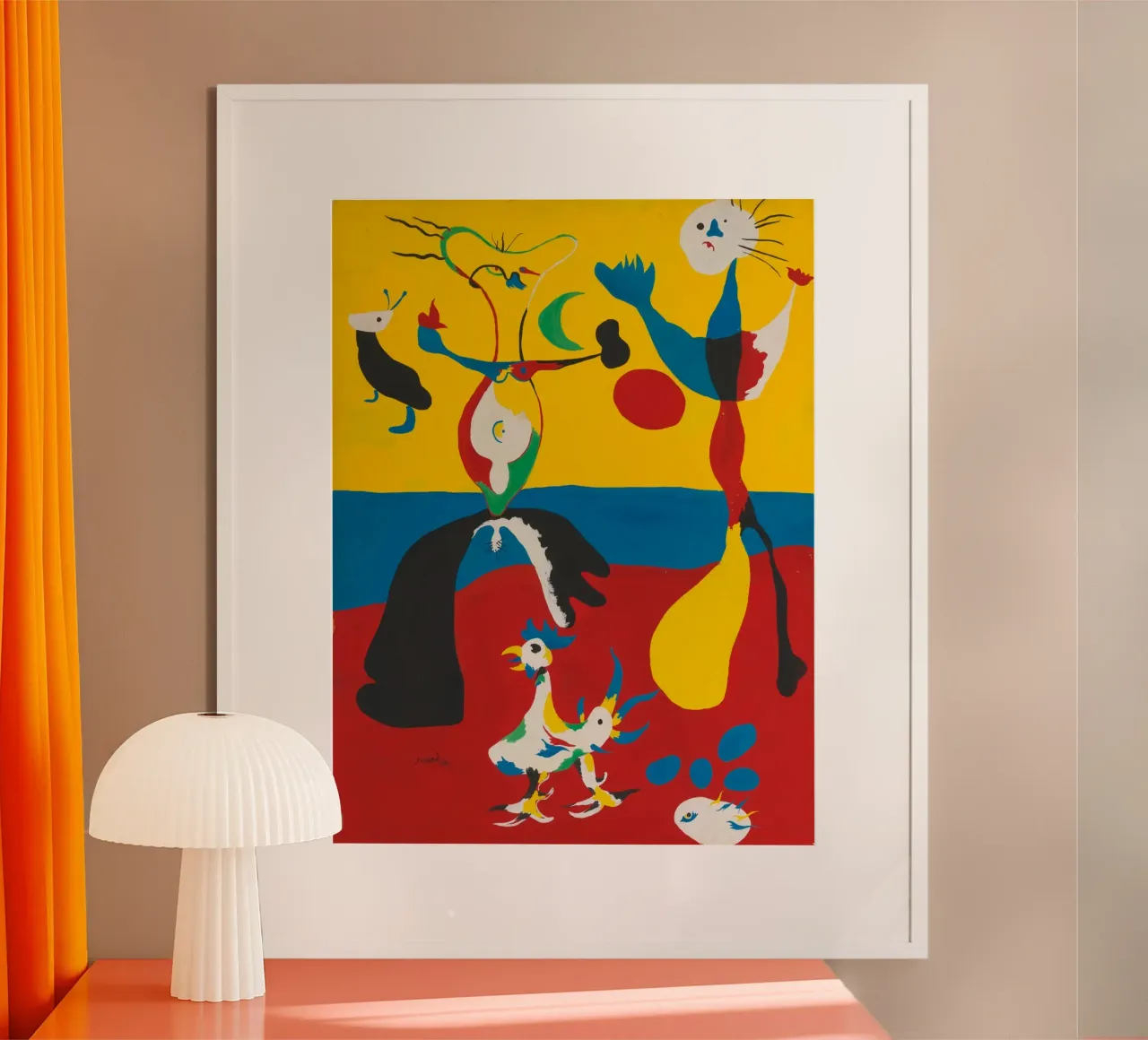 Il contadino e sua moglie, 1936 Joan Miro poster con telaio in plastica da phillipp veisenberg
