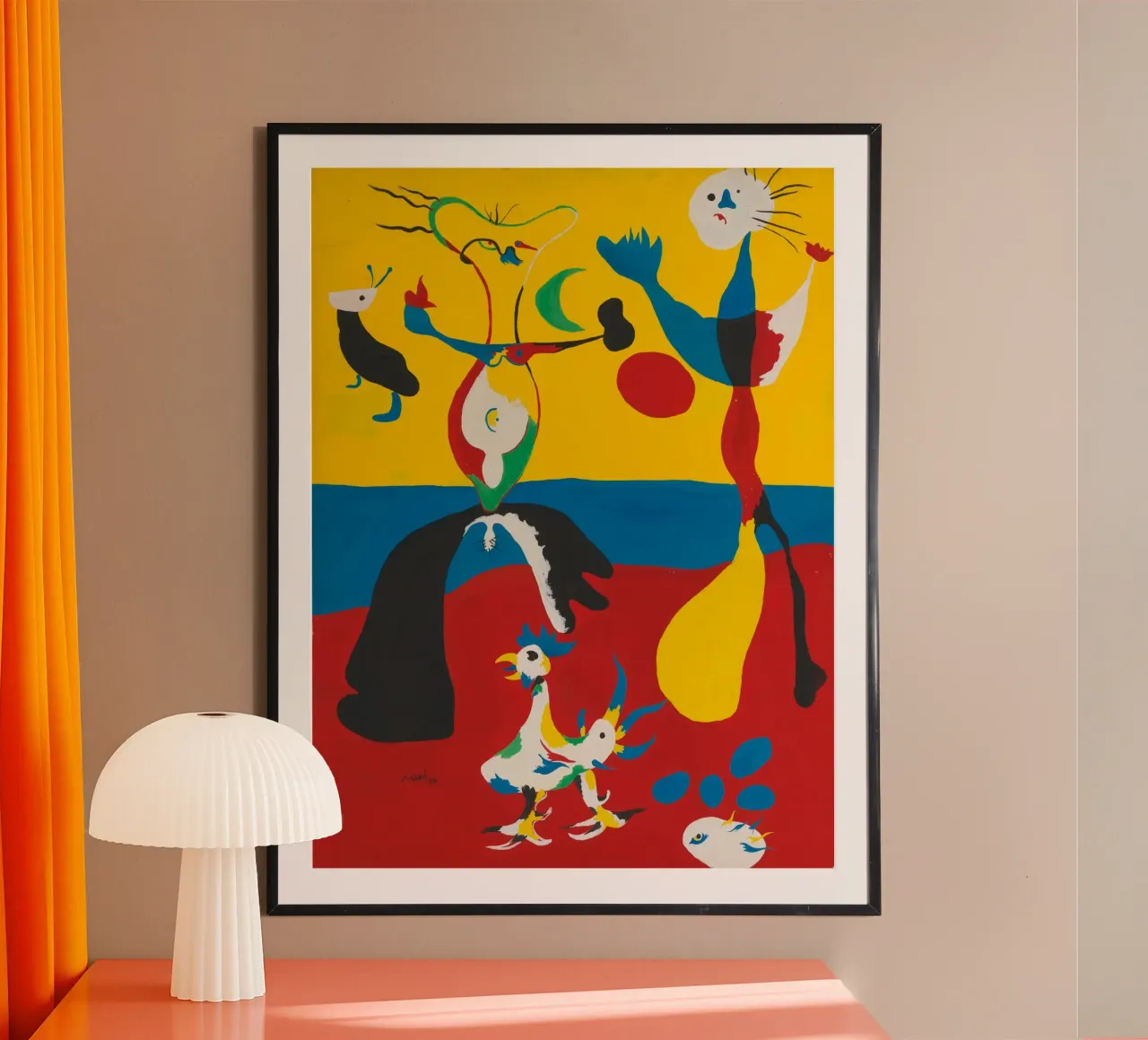 Il contadino e sua moglie, 1936 Joan Miro poster con telaio in plastica da phillipp veisenberg