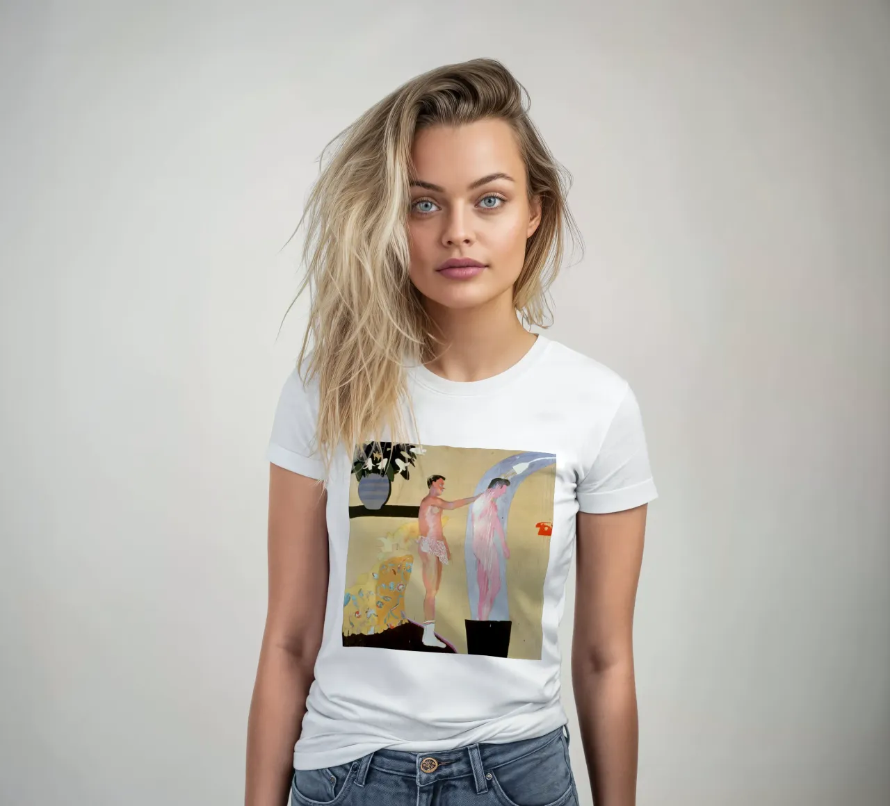 Oil on canvas women's fitted t-shirt by khanrosie