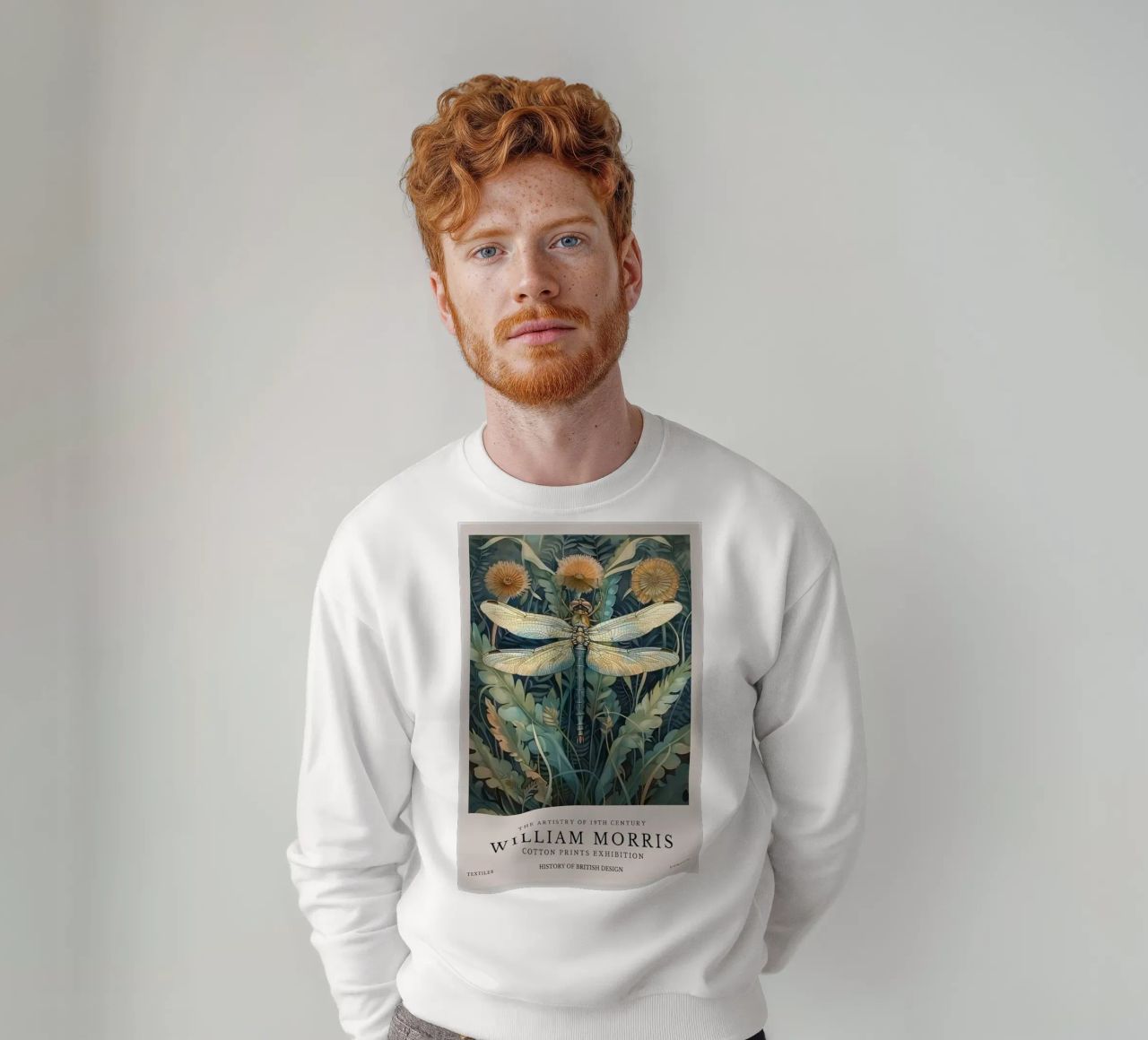 william morris libélula pegada a las flores sudadera de Art Crew Kbm