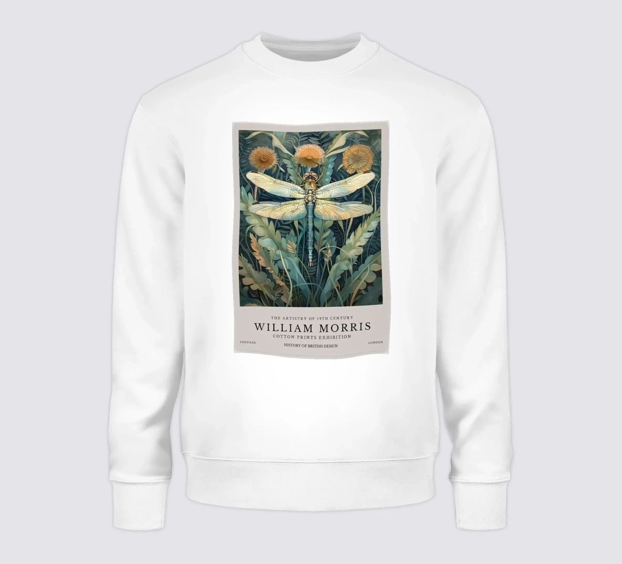 william morris libélula pegada a las flores sudadera de Art Crew Kbm