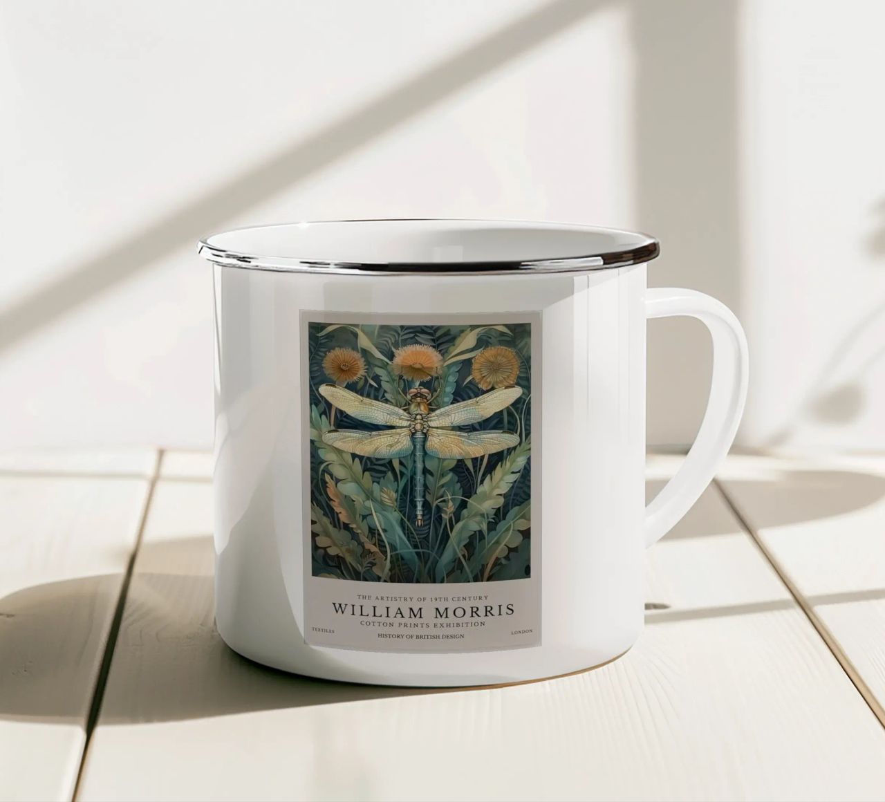 william morris libellula bloccata sui fiori tazza in smalto da Art Crew Kbm