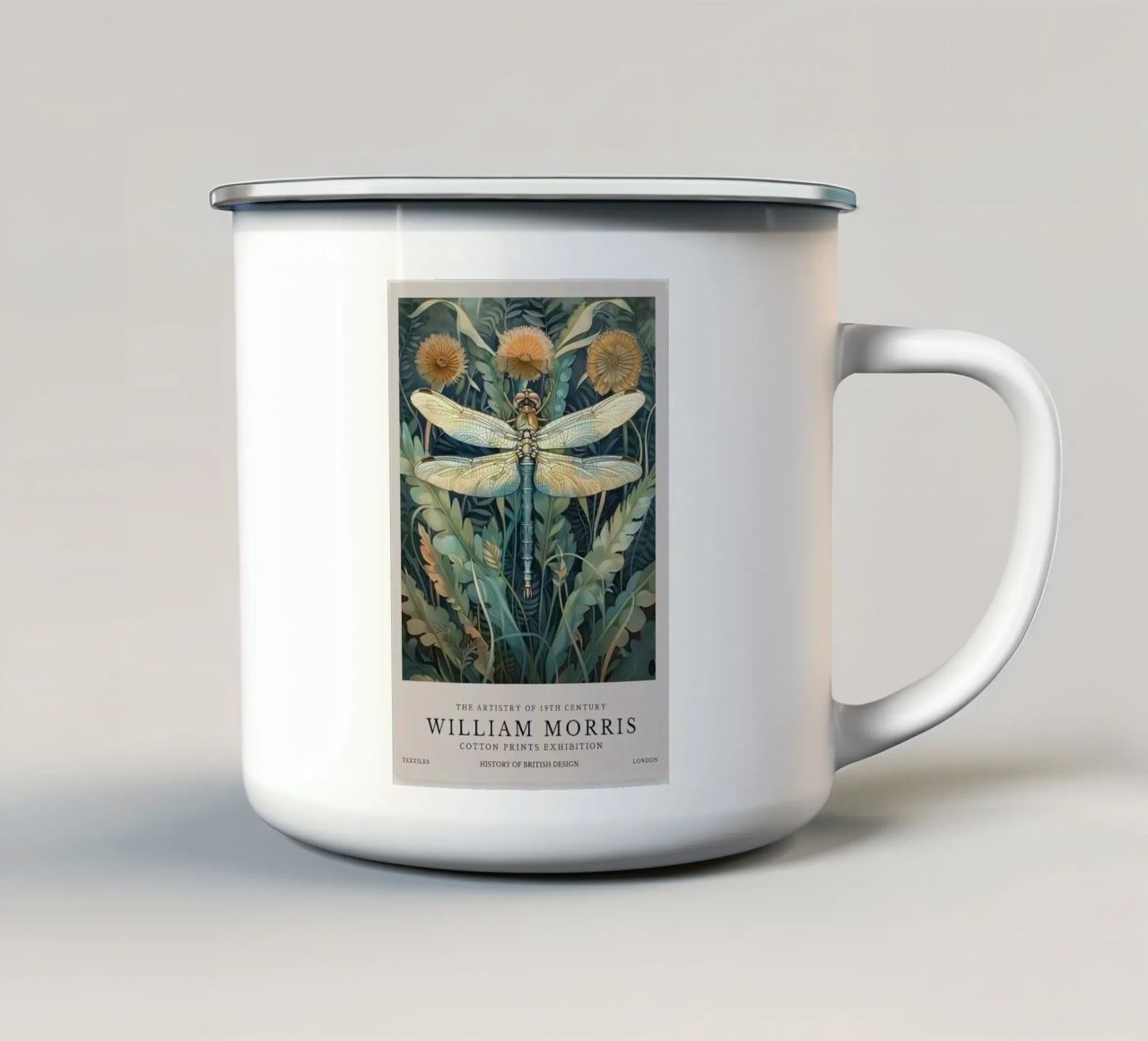 william morris libellula bloccata sui fiori tazza in smalto da Art Crew Kbm