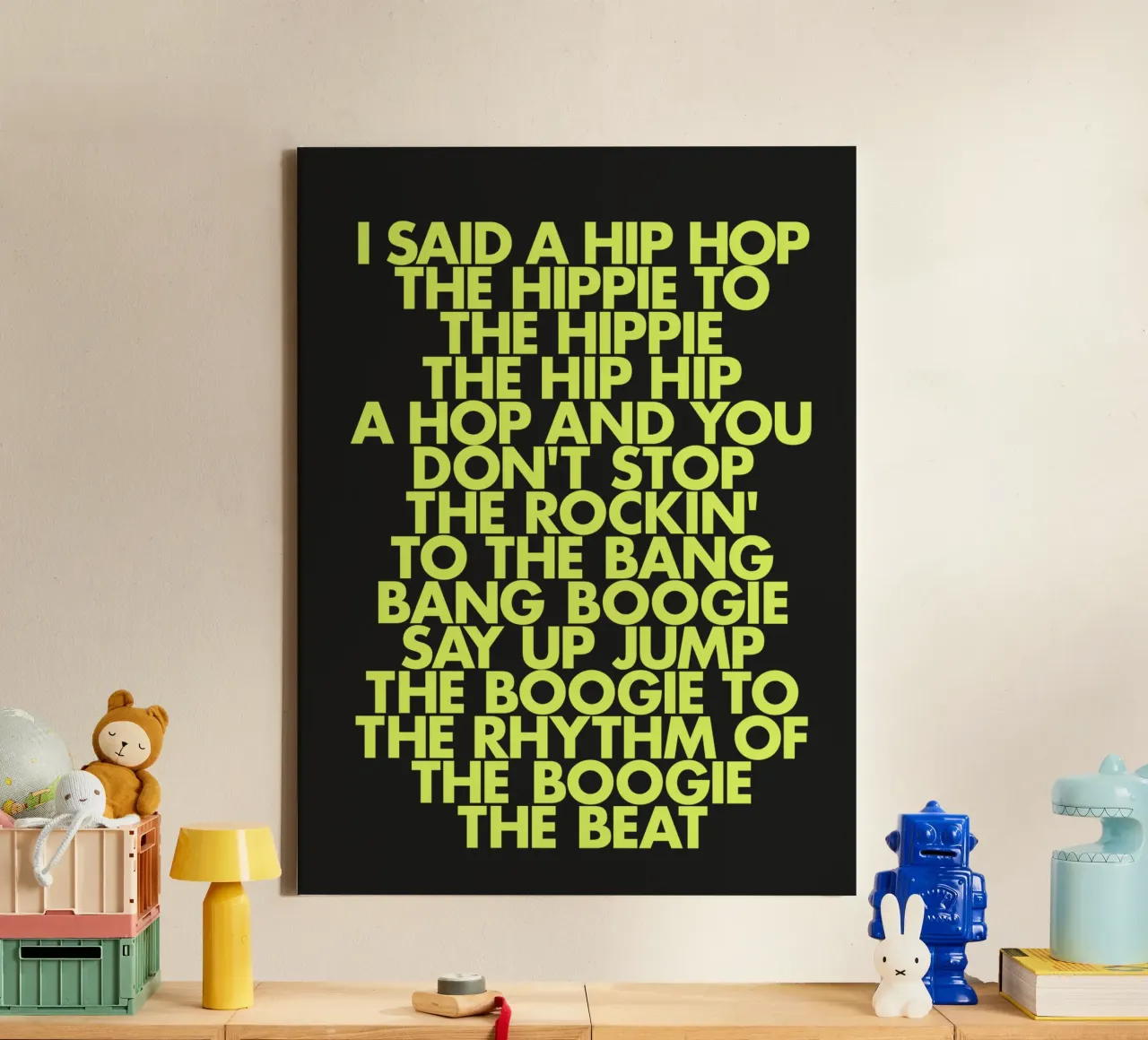 Typographie classique de paroles de hip-hop en jaune et noir toile avec Caisse américaine de THE MOTIVATED TYPE