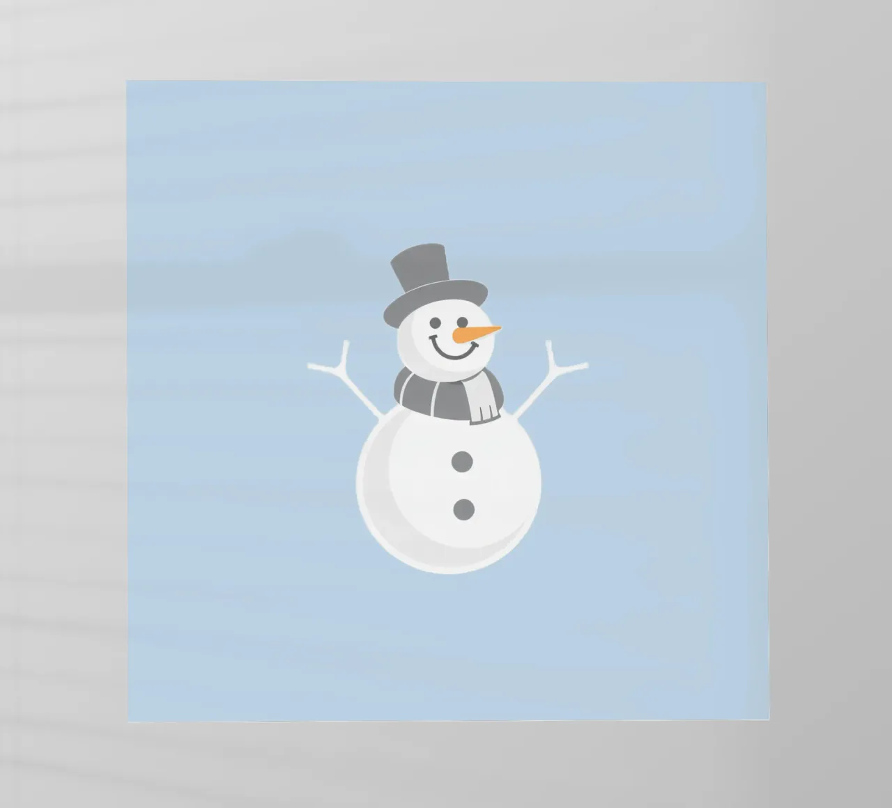Un allegro pupazzo di neve che indossa un cappello nero e una sciarpa grigia pellicola backlit da DesignDoodle