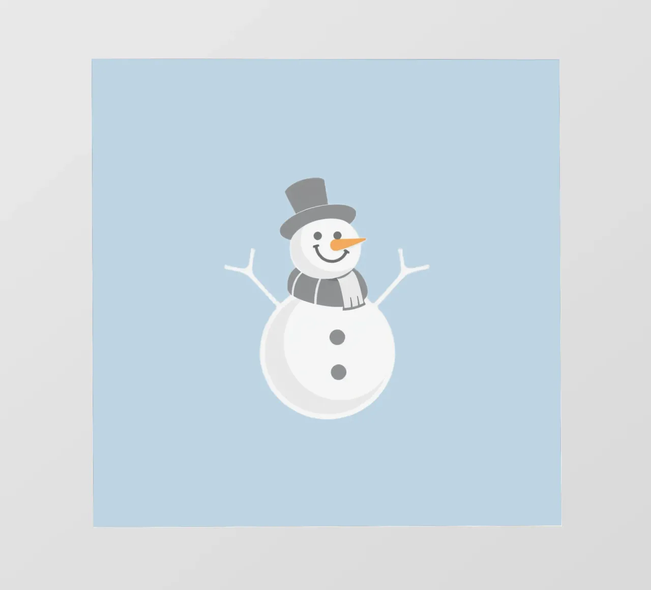 Un allegro pupazzo di neve che indossa un cappello nero e una sciarpa grigia pellicola backlit da DesignDoodle