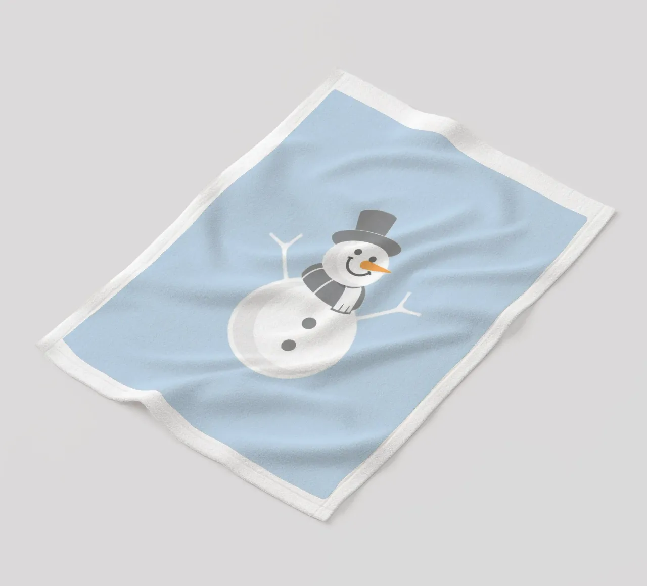 Un allegro pupazzo di neve che indossa un cappello nero e una sciarpa grigia coperta in pile da DesignDoodle