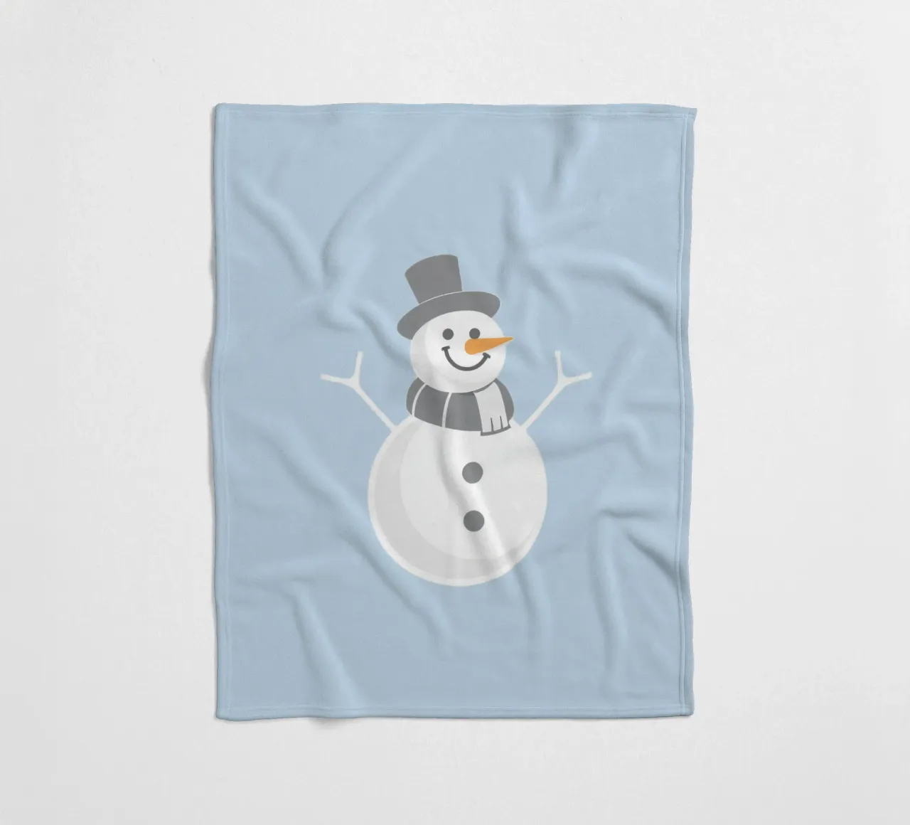 Un allegro pupazzo di neve che indossa un cappello nero e una sciarpa grigia coperta in pile da DesignDoodle