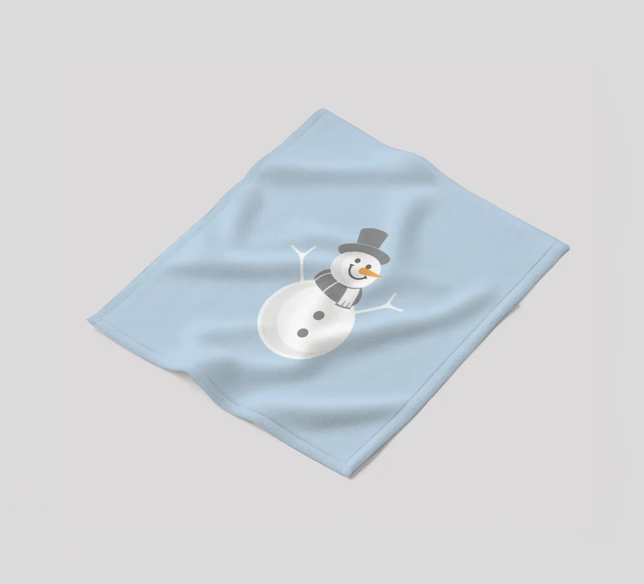 Un allegro pupazzo di neve che indossa un cappello nero e una sciarpa grigia coperta in pile da DesignDoodle