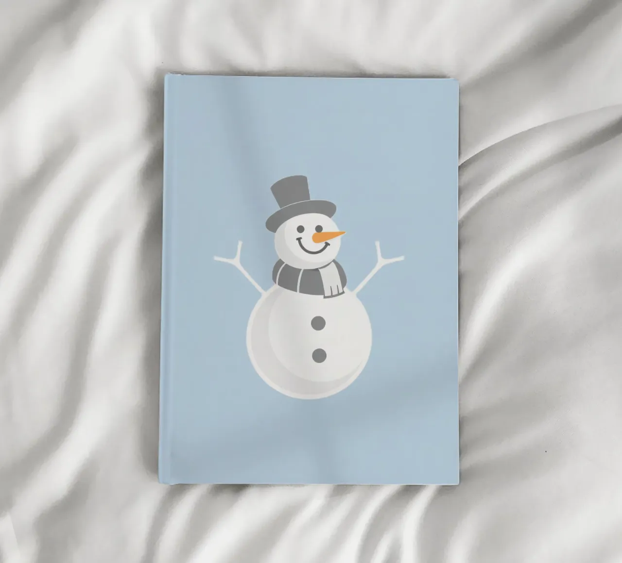 Un allegro pupazzo di neve che indossa un cappello nero e una sciarpa grigia diario da DesignDoodle
