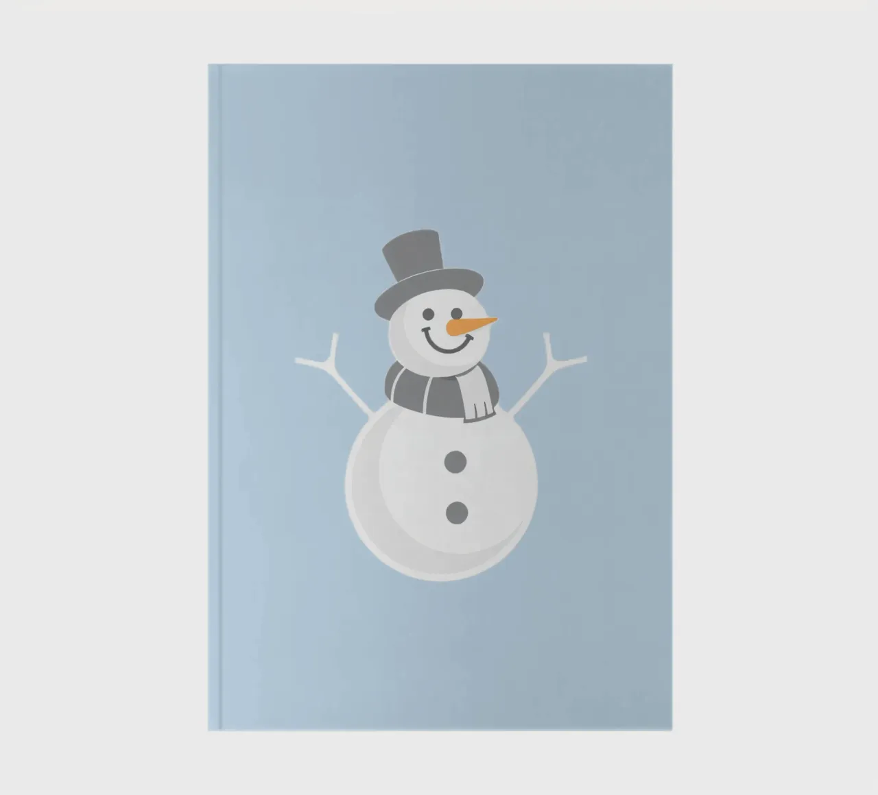 Un allegro pupazzo di neve che indossa un cappello nero e una sciarpa grigia diario da DesignDoodle