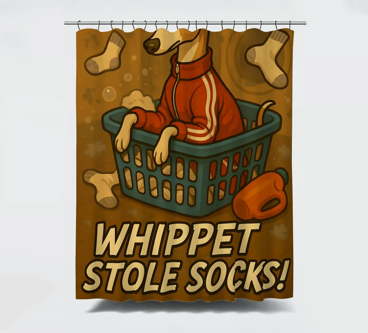 Meme divertente di Whippet tenda da doccia da Funny Humor Art