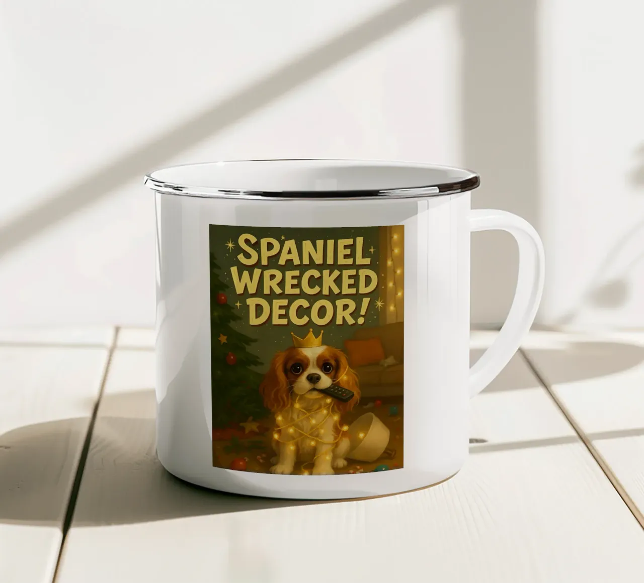 Meme Spaniel divertente tazza in smalto da Funny Humor Art
