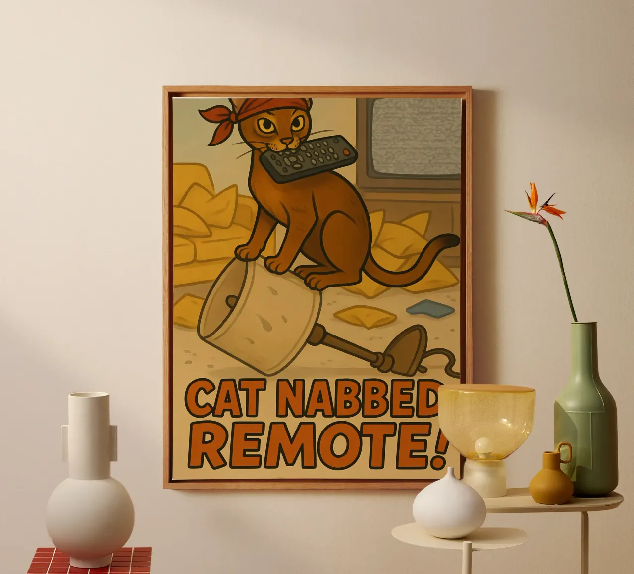 Funny Abyssinian Cat Meme canvas with Floater frame by Funny Humor Art