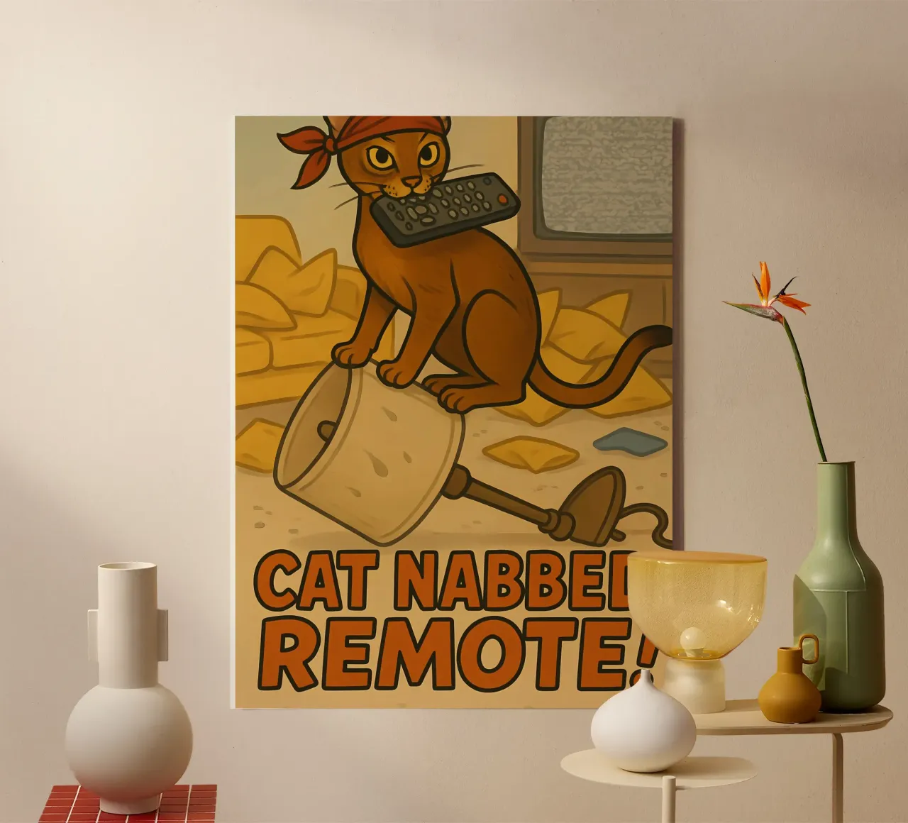 Funny Abyssinian Cat Meme canvas with Floater frame by Funny Humor Art