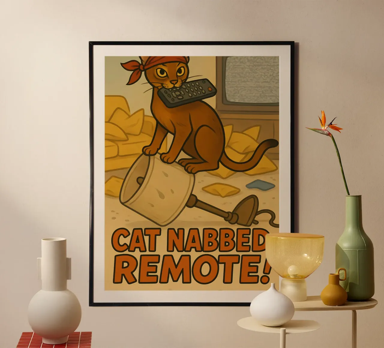 Meme divertente sul gatto abissino poster con telaio in plastica da Funny Humor Art