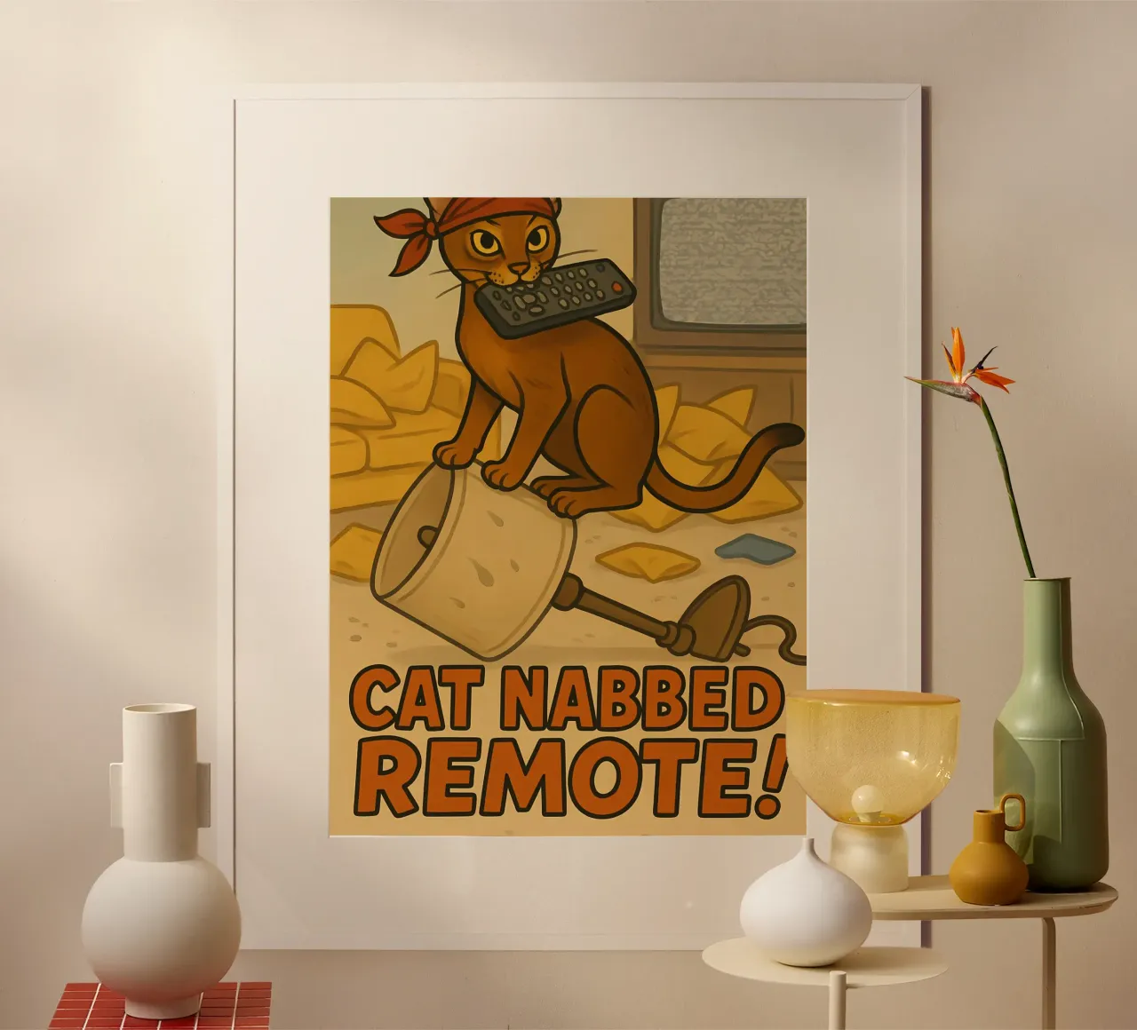 Meme divertente sul gatto abissino poster con telaio in plastica da Funny Humor Art