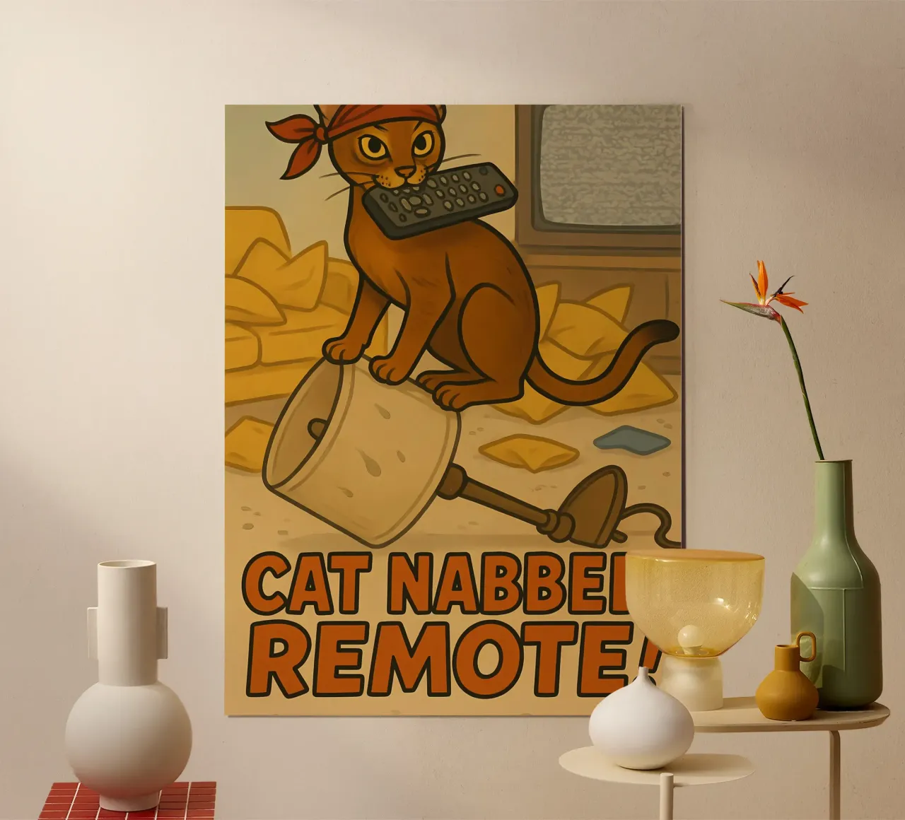 Meme divertente sul gatto abissino poster con telaio in plastica da Funny Humor Art