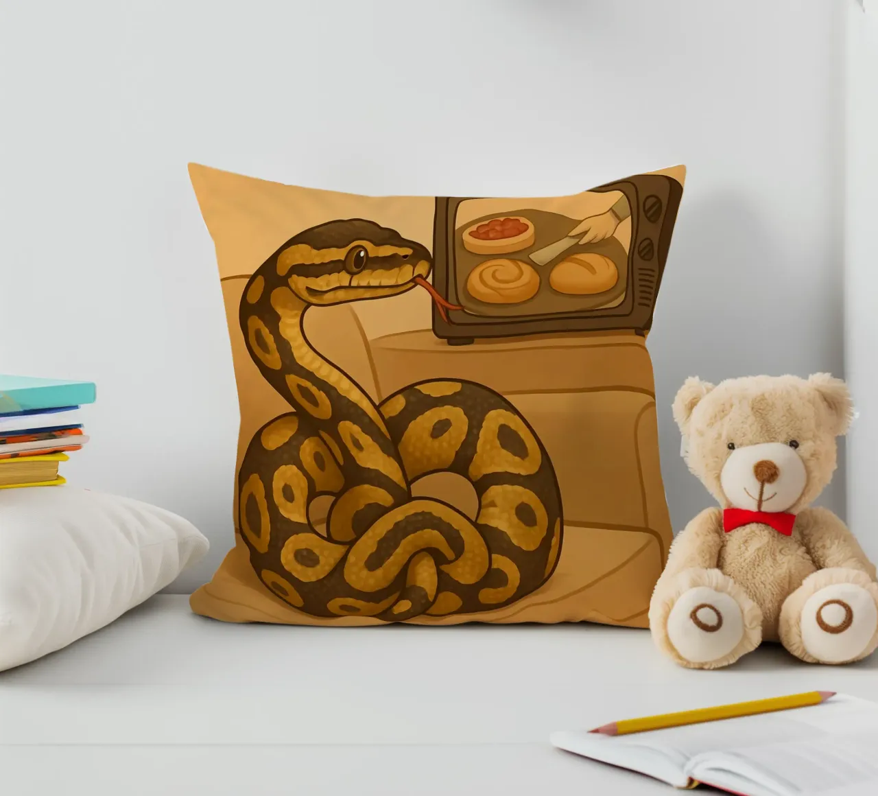 Funny Ball Python Meme decorative cushion by Funny Humor Art