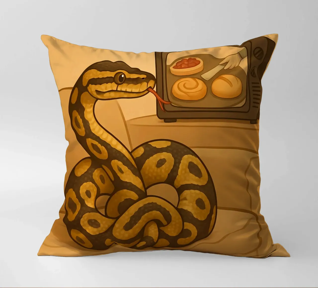 Funny Ball Python Meme decorative cushion by Funny Humor Art