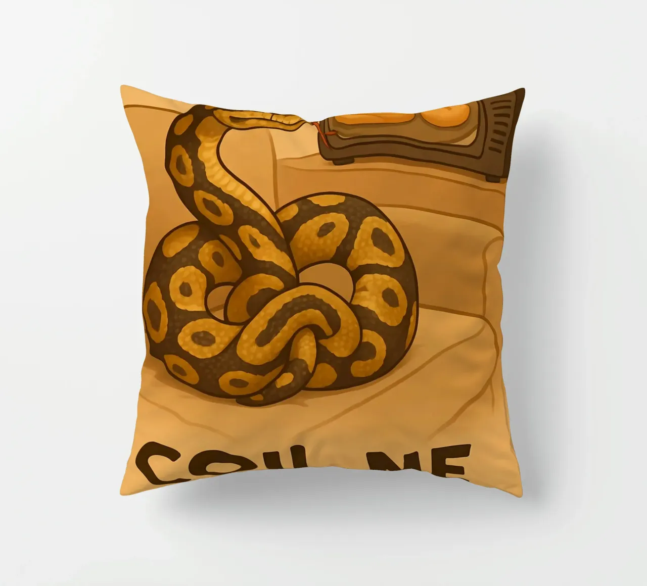 Funny Ball Python Meme decorative cushion by Funny Humor Art