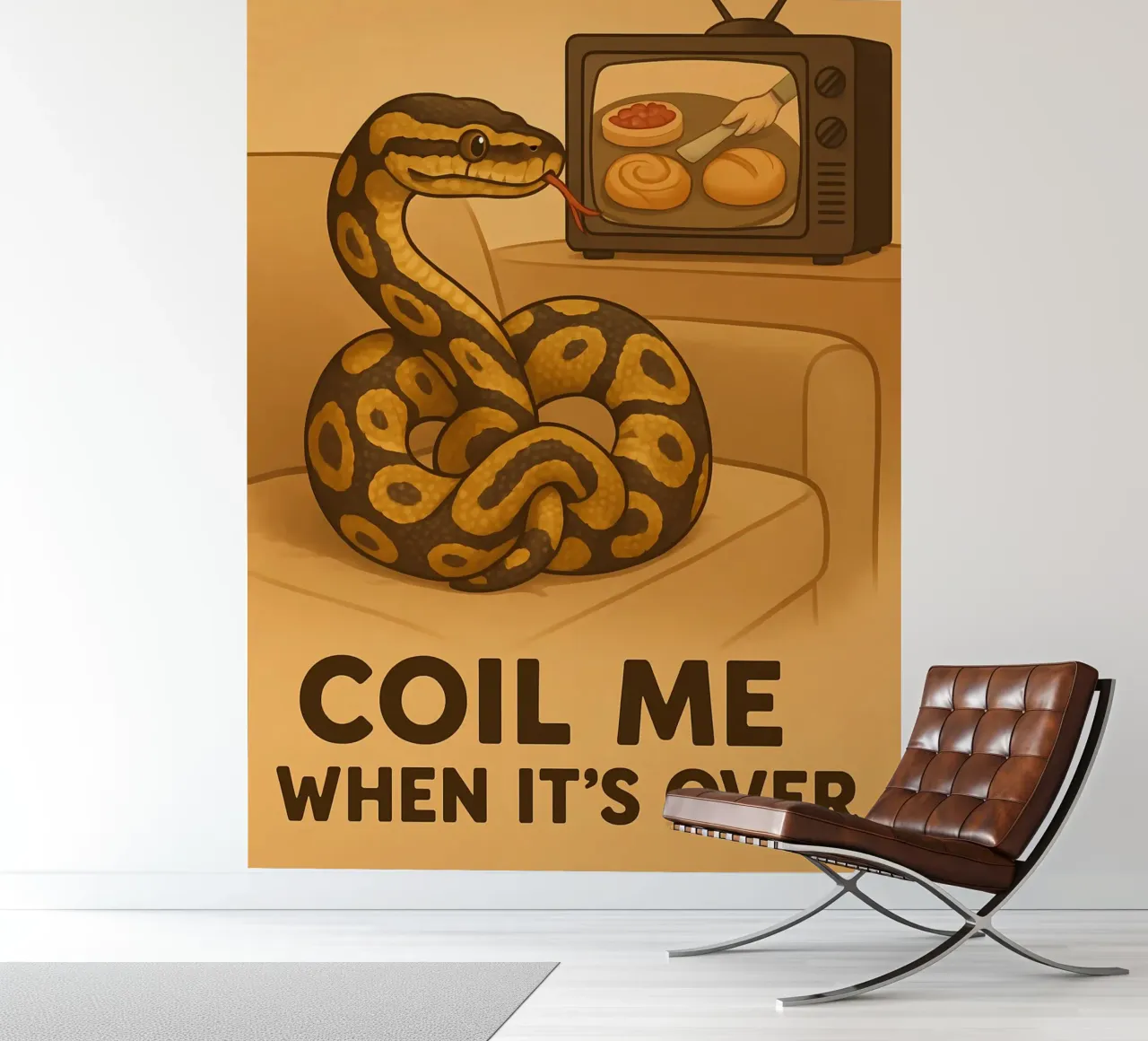 Grappige bal Python meme fotobehang van Funny Humor Art