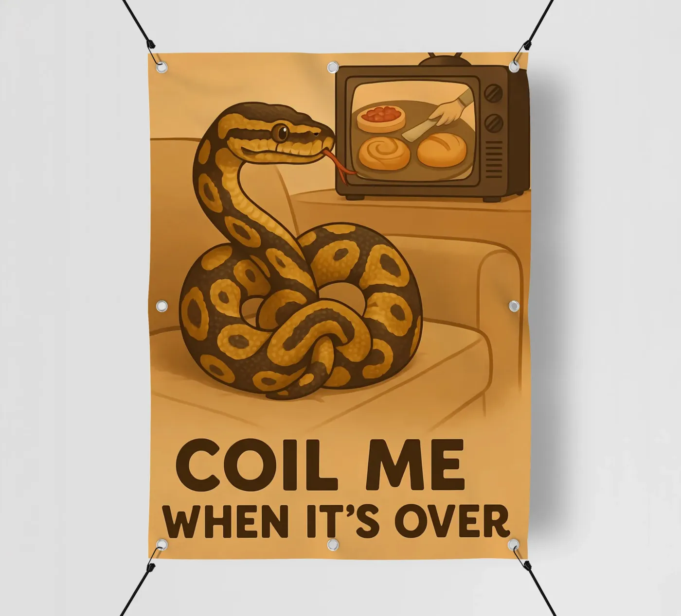 Grappige bal Python meme pvc-zeil van Funny Humor Art