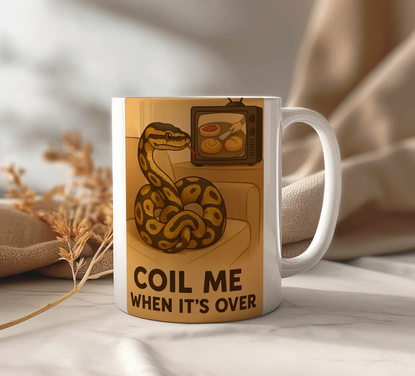 Grappige bal Python meme keramische mok van Funny Humor Art