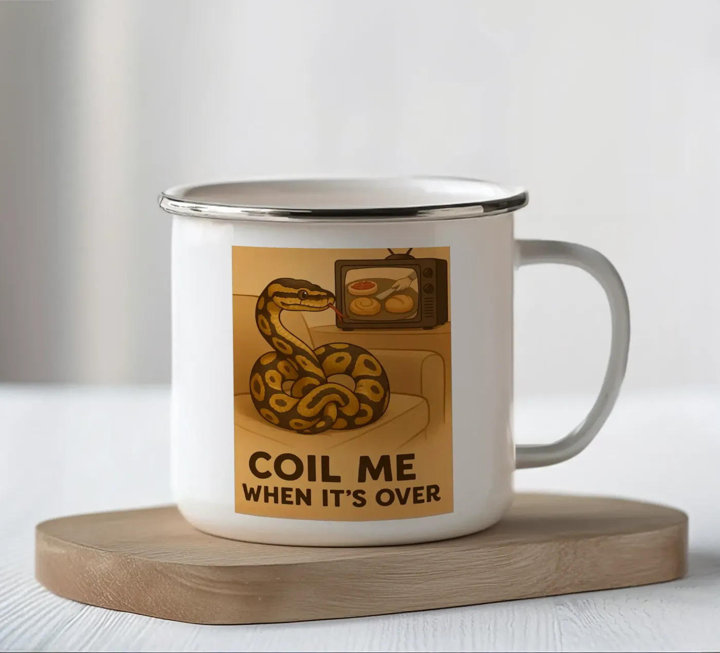 Grappige bal Python meme emaille mok van Funny Humor Art