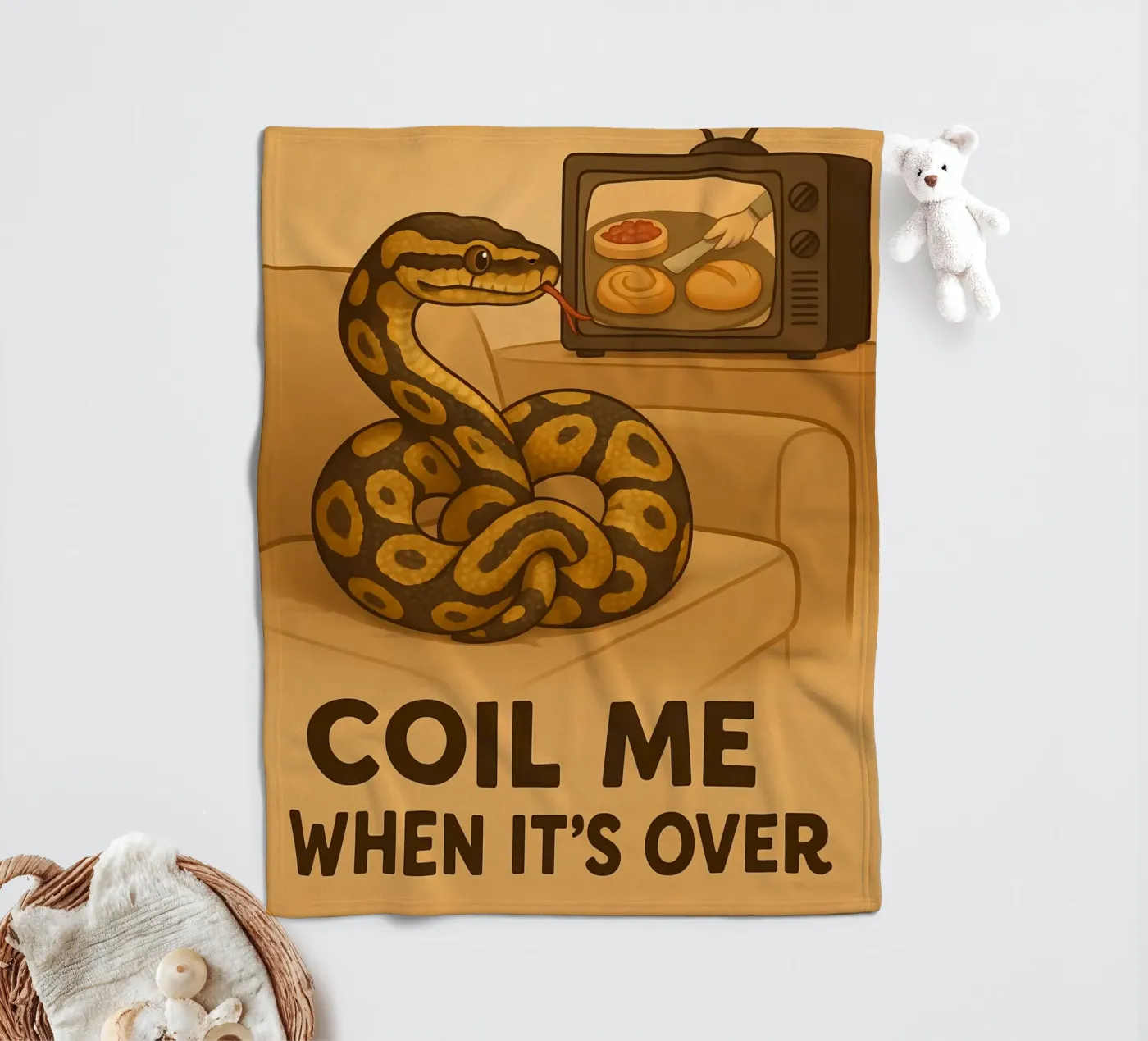 Funny Ball Python Meme fleecedeken van Funny Humor Art
