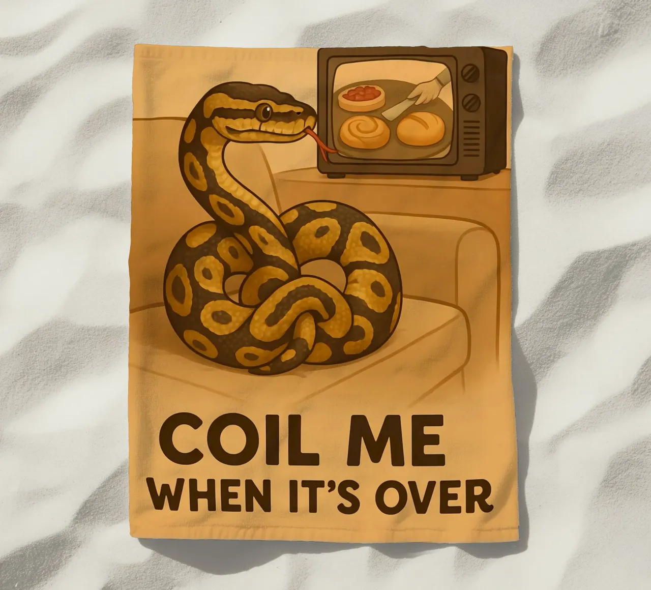 Funny Ball Python Meme beach towel by Funny Humor Art