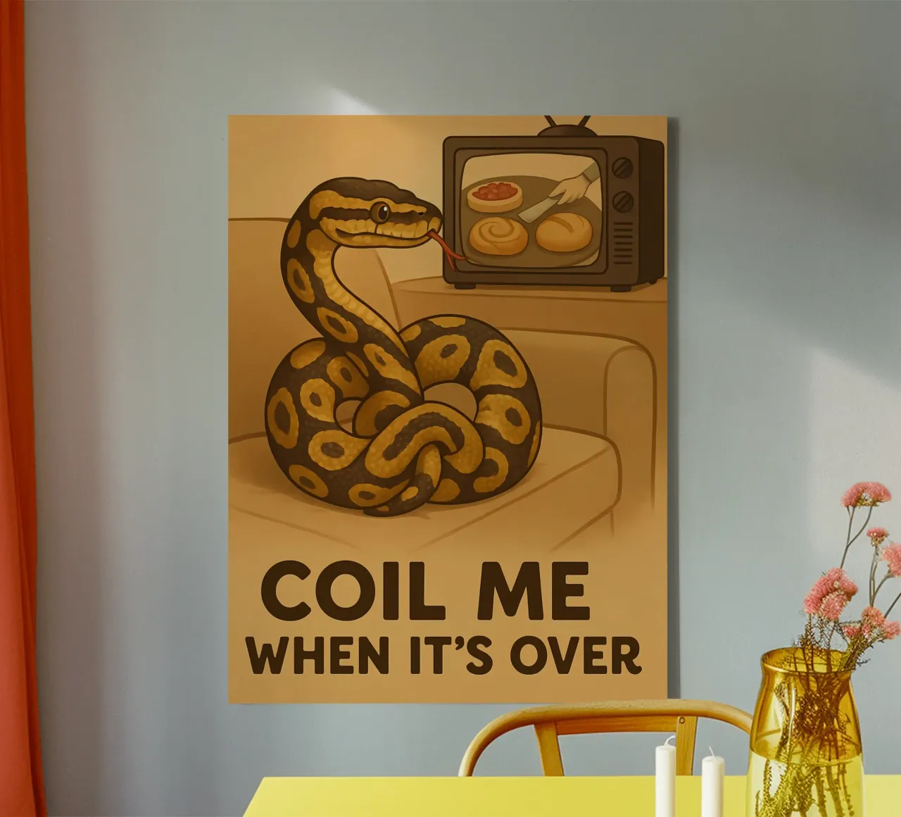 Grappige bal Python meme canvas van Funny Humor Art