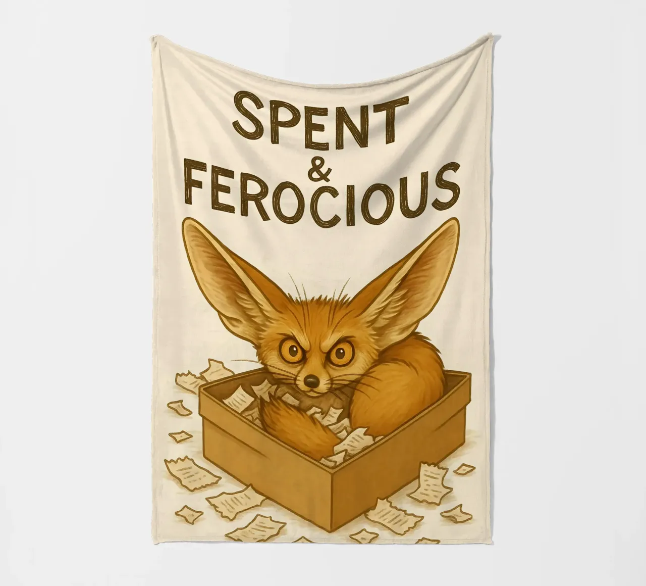 Divertente il meme della volpe Fennec coperta in pile da Funny Humor Art