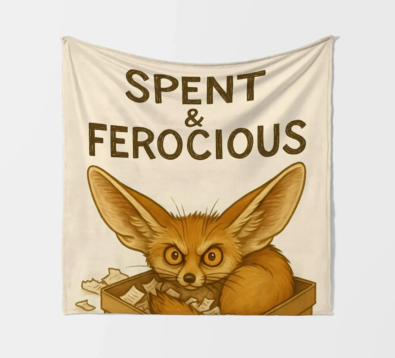Divertente il meme della volpe Fennec coperta in pile da Funny Humor Art