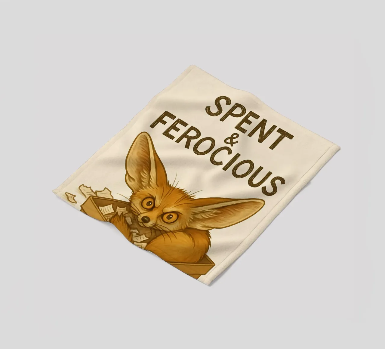Divertente il meme della volpe Fennec coperta in pile da Funny Humor Art
