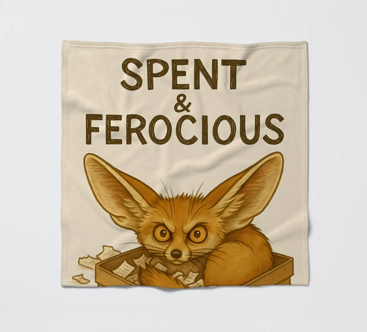 Divertente il meme della volpe Fennec coperta in pile da Funny Humor Art