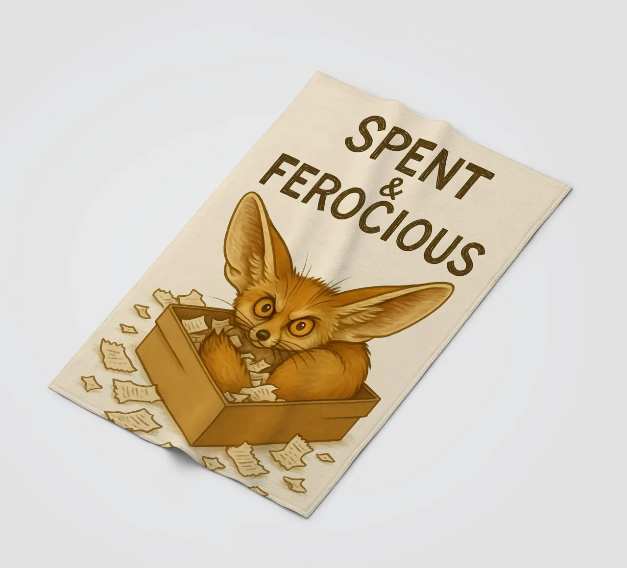 Divertente il meme della volpe Fennec coperta in pile da Funny Humor Art