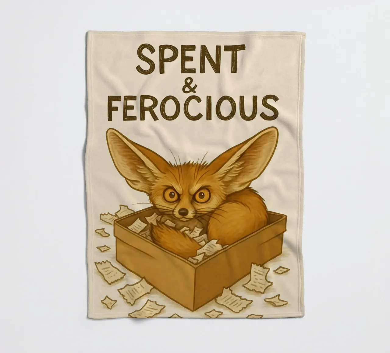 Divertente il meme della volpe Fennec coperta in pile da Funny Humor Art