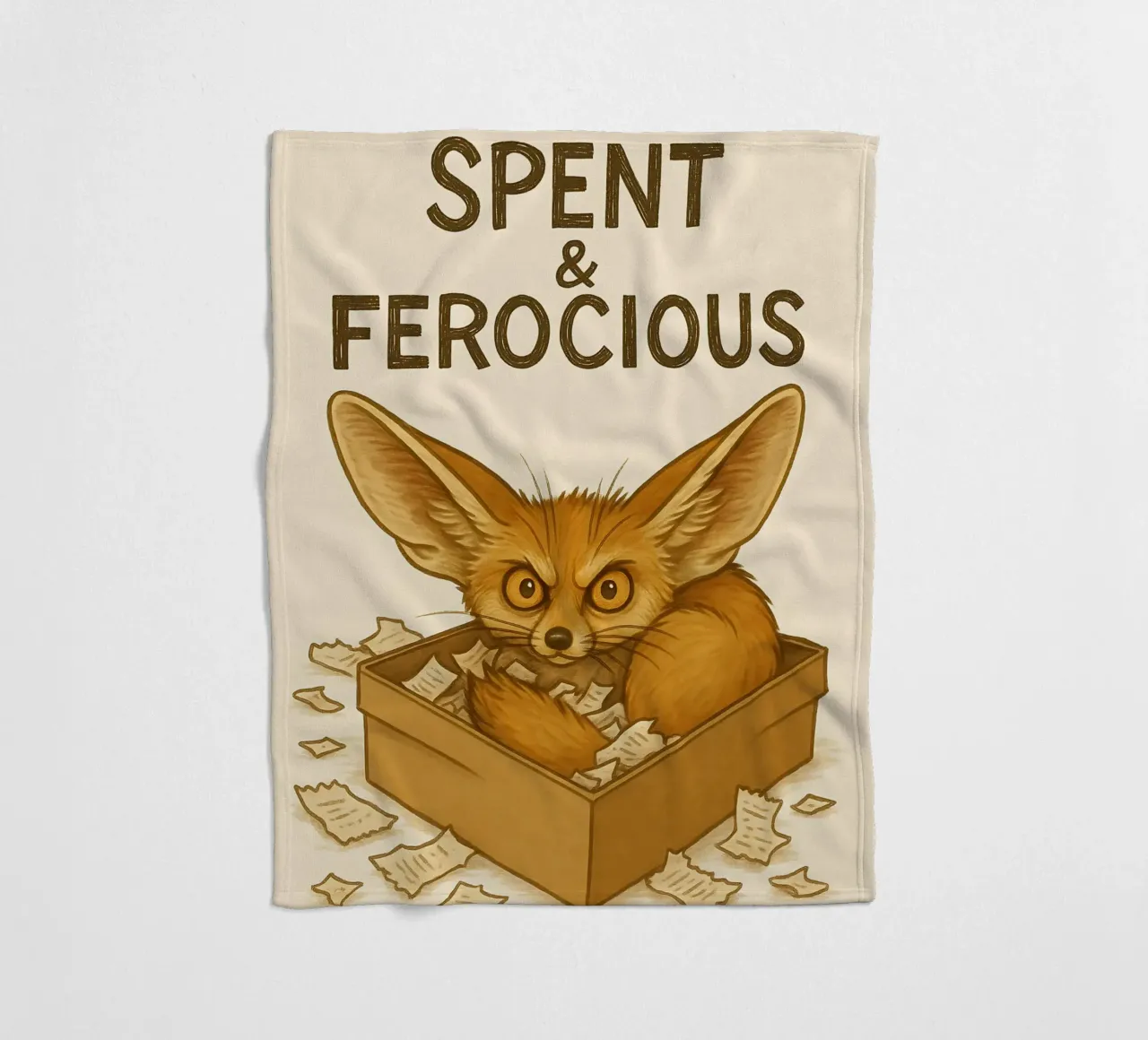 Divertente il meme della volpe Fennec coperta in pile da Funny Humor Art