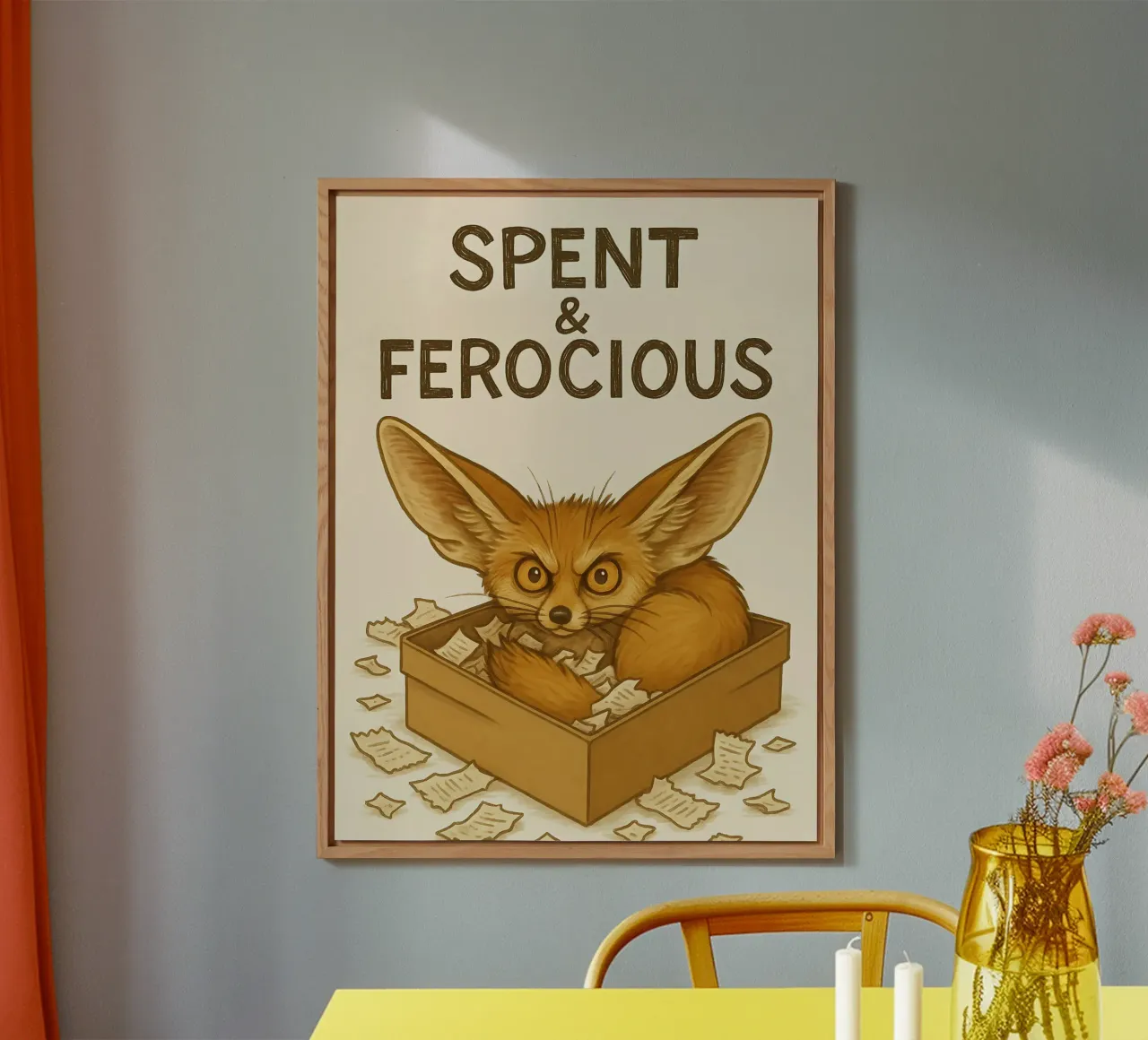 Divertente il meme della volpe Fennec alluminio dibond da Funny Humor Art