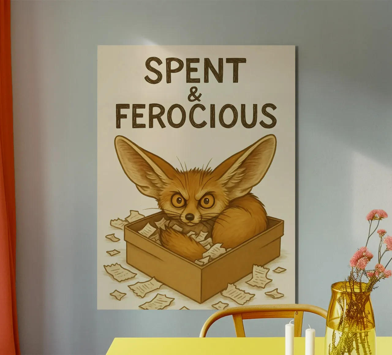 Divertente il meme della volpe Fennec alluminio dibond da Funny Humor Art