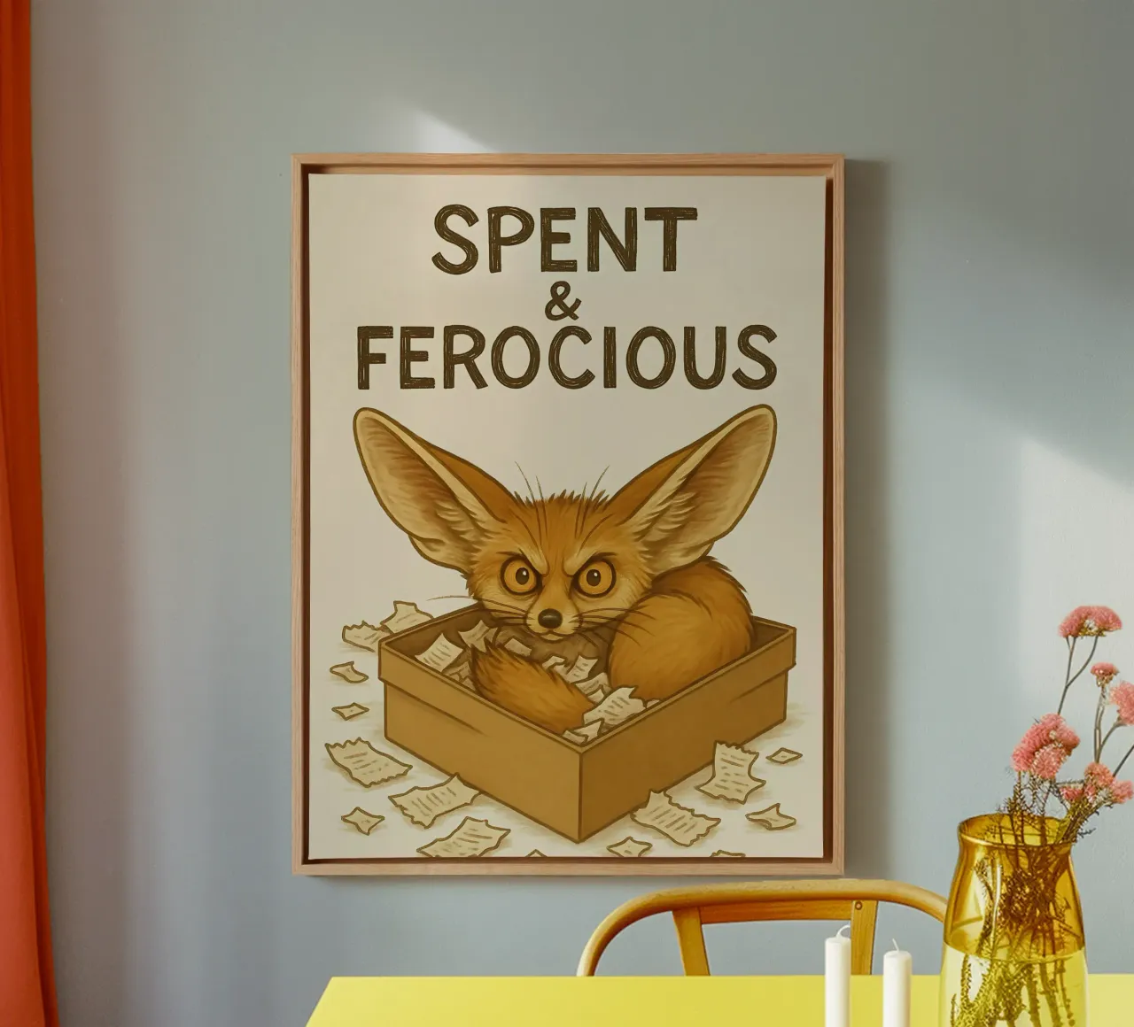 Grappige vos Meme canvas met Baklijst van Funny Humor Art