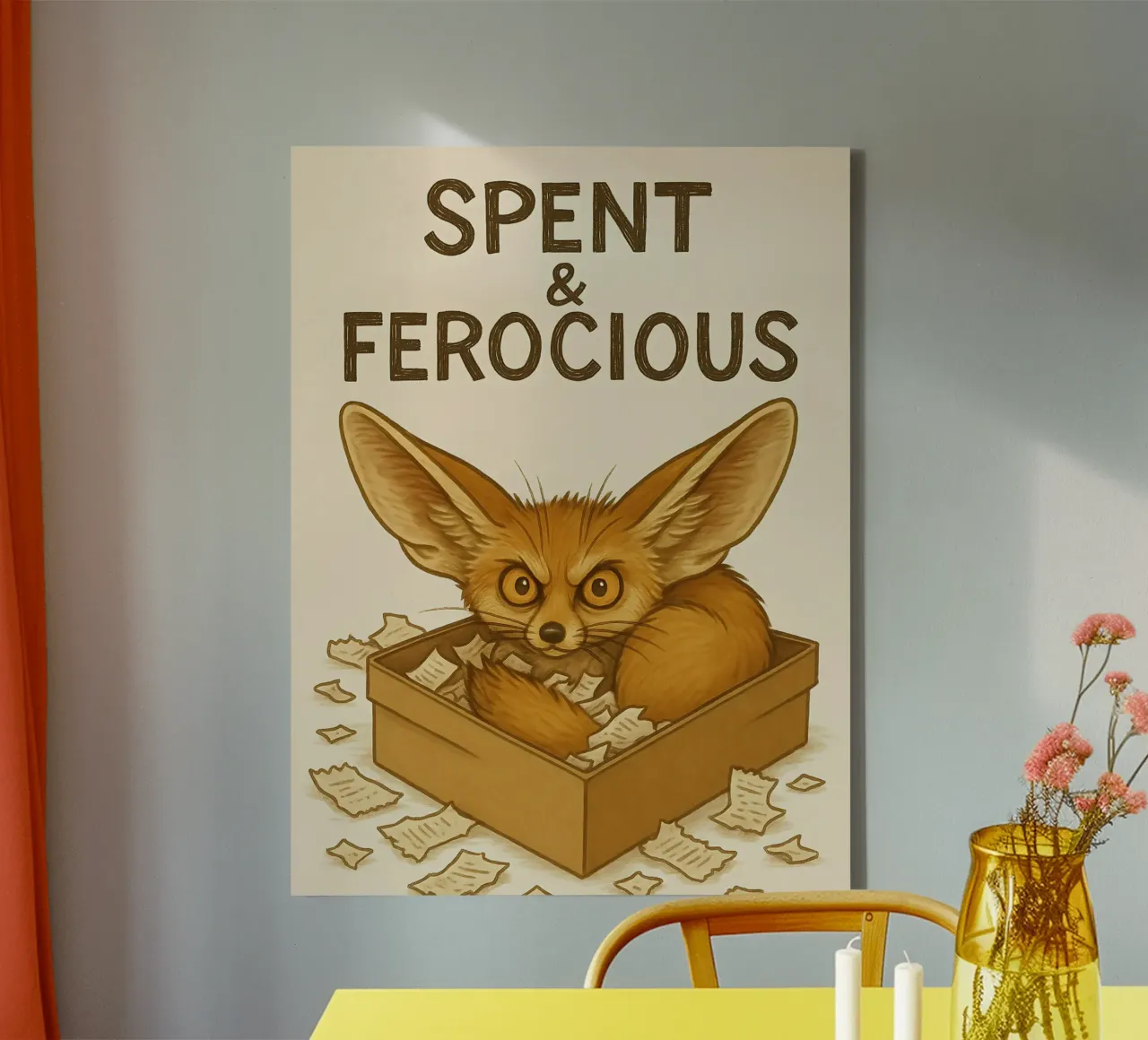 Grappige vos Meme canvas met Baklijst van Funny Humor Art