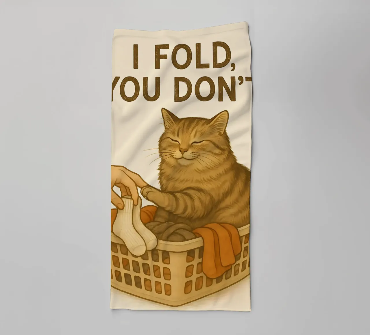 Funny Fluffy Tabby Cat Meme towel by Funny Humor Art