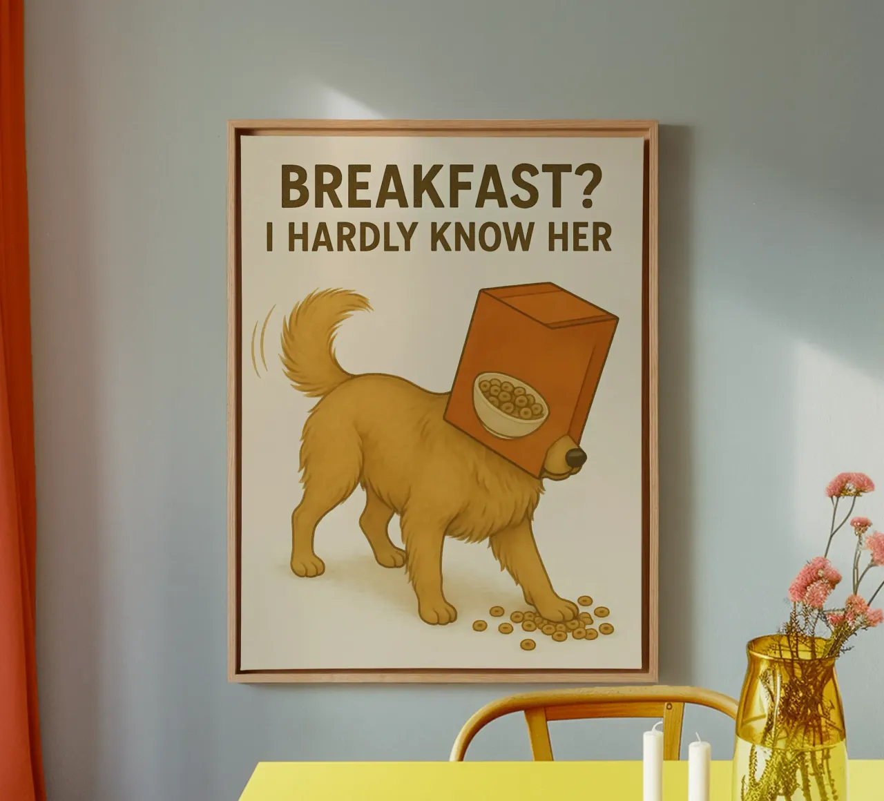 Grappige Golden Retriever Meme canvas met Baklijst van Funny Humor Art