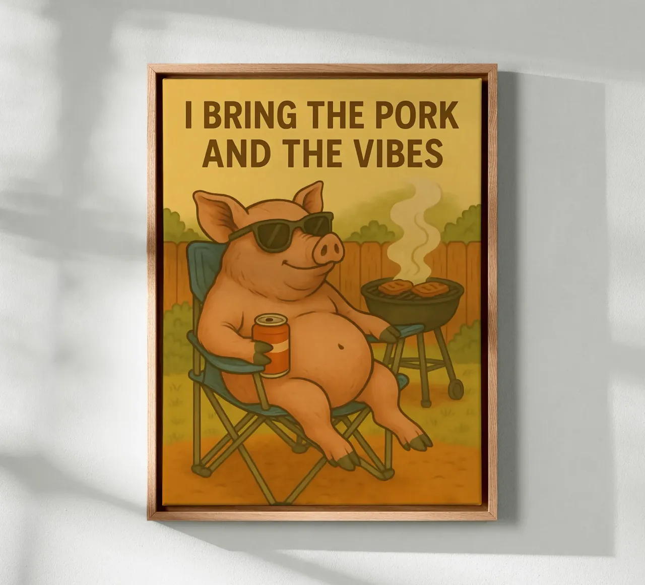 Funny Pig Meme canvas met Baklijst van Funny Humor Art