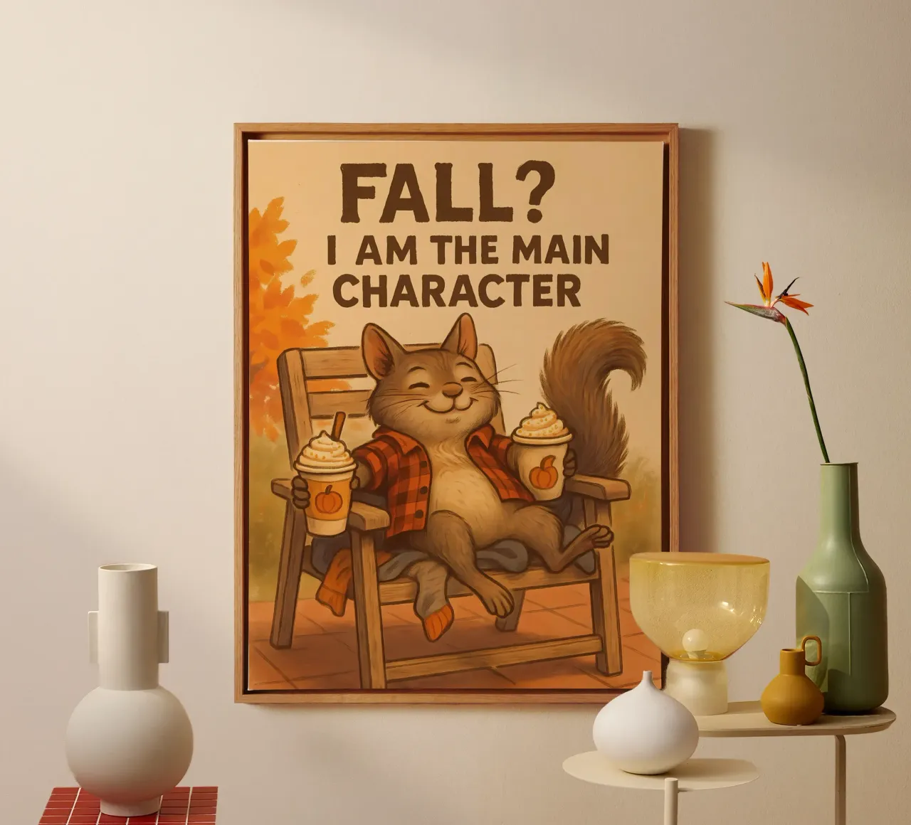 Funny Squirrel Meme canvas with Floater frame by Funny Humor Art
