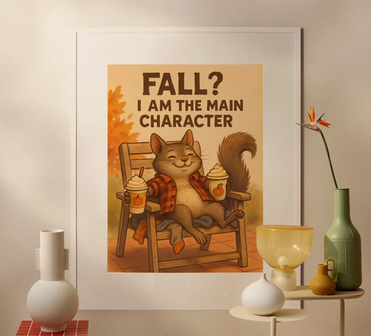 Meme divertido de ardilla poster con marco de plástico de Funny Humor Art