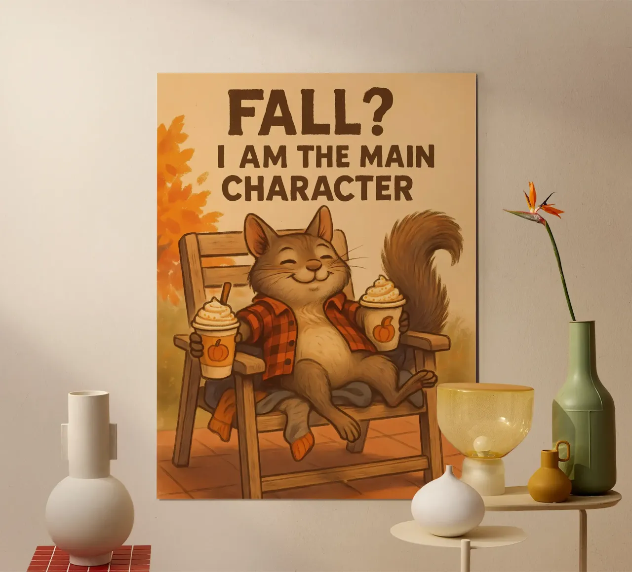 Meme divertido de ardilla poster con marco de plástico de Funny Humor Art